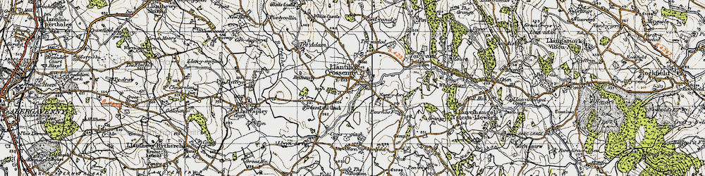 Old map of Llantilio Crossenny in 1947