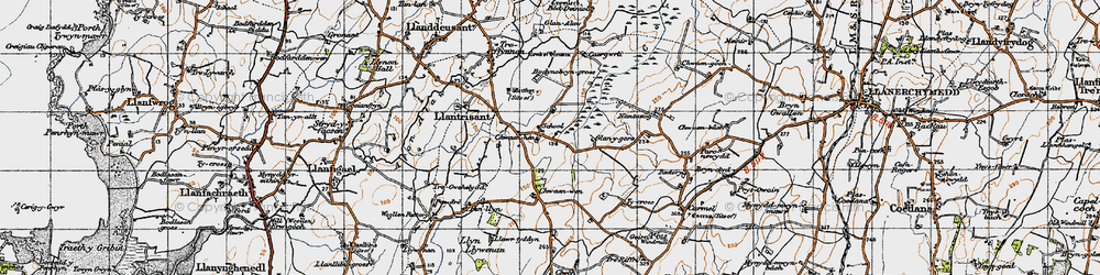Old map of Bedd Branwen in 1947