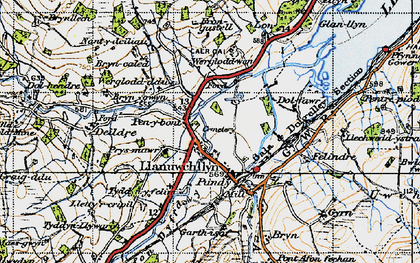 Old map of Llanuwchllyn in 1947