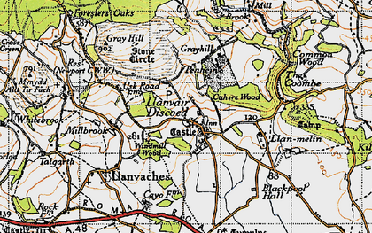 Old map of Llanvair-Discoed in 1946