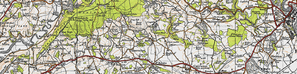 Old map of Llanvair-Discoed in 1946