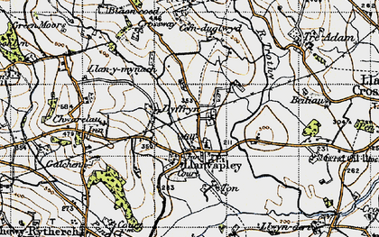 Old map of Llanvapley in 1947