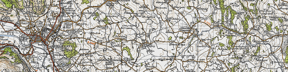 Old map of Llanvapley in 1947
