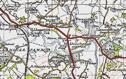 Old map of Llanvihangel Gobion in 1946
