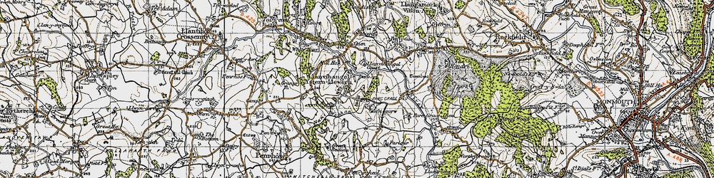 Old map of Llanvihangel-Ystern-Llewern in 1946