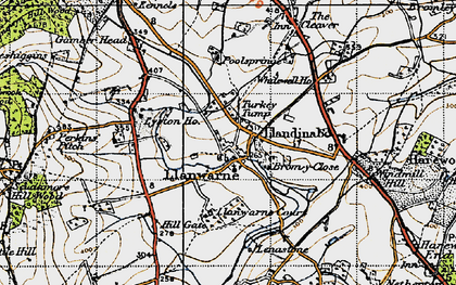 Old map of Llanwarne in 1947