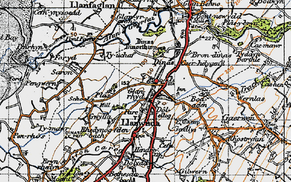 Old map of Llanwnda in 1947