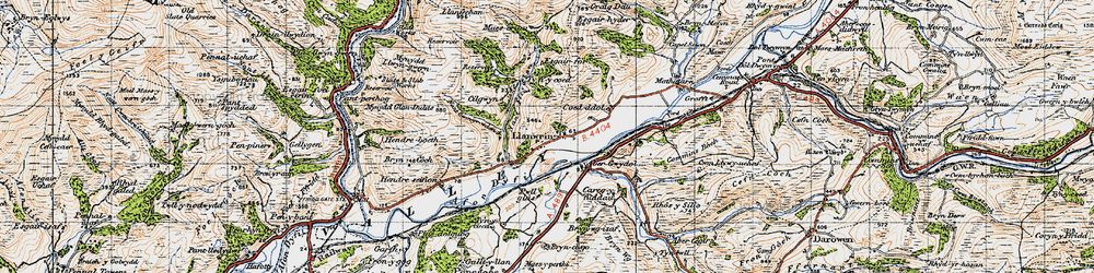 Old map of Aber-Ffrydlan in 1947
