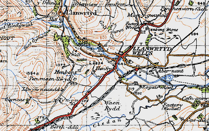 Old map of Llanwrtyd Wells in 1947