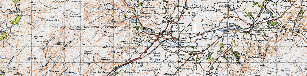 Old map of Llanwrtyd Wells in 1947