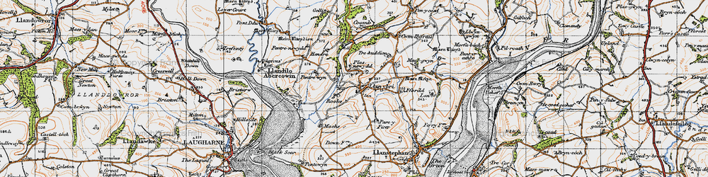 Old map of Llanybri in 1946