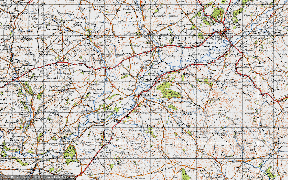 Old Map of Historic Map covering Allt Llwyn-crwn in 1947