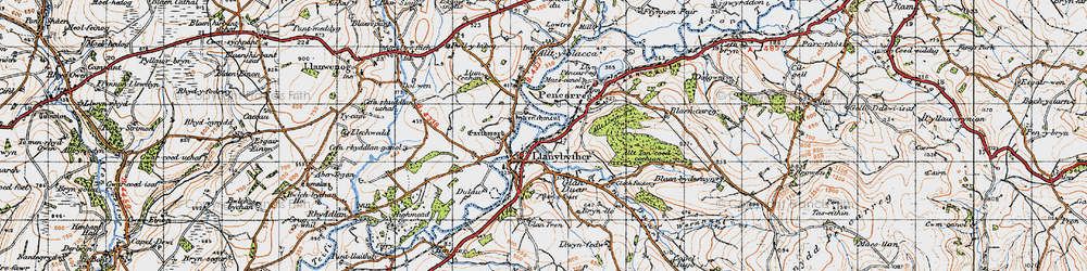 Old map of Afon Duar in 1947