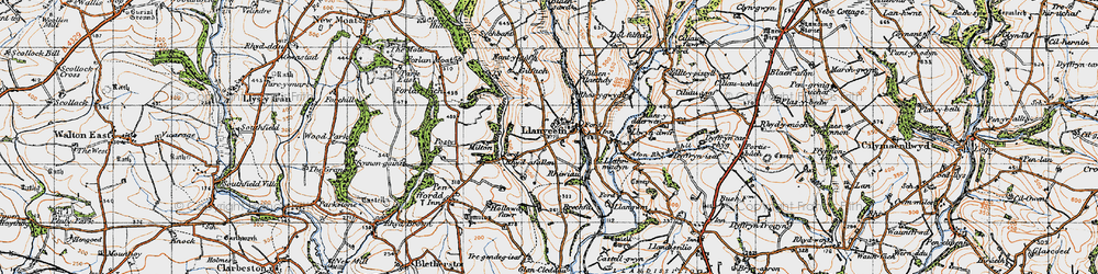 Old map of Afon Rhyd-y-bil in 1946