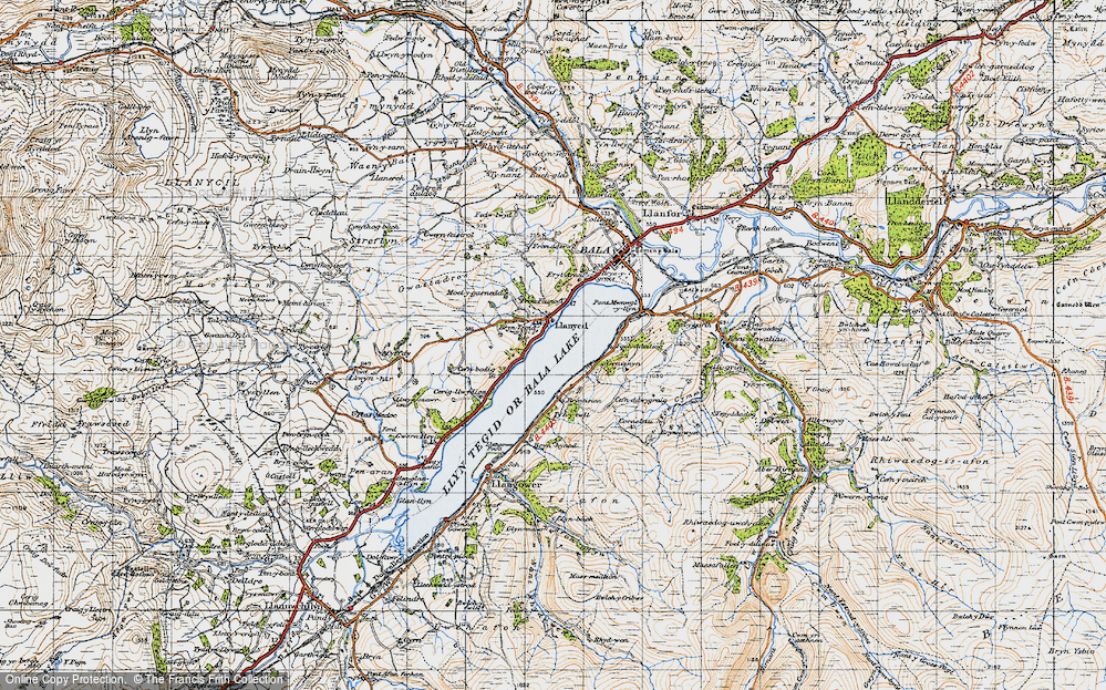 Old Map of Historic Map covering Bryntegid in 1947