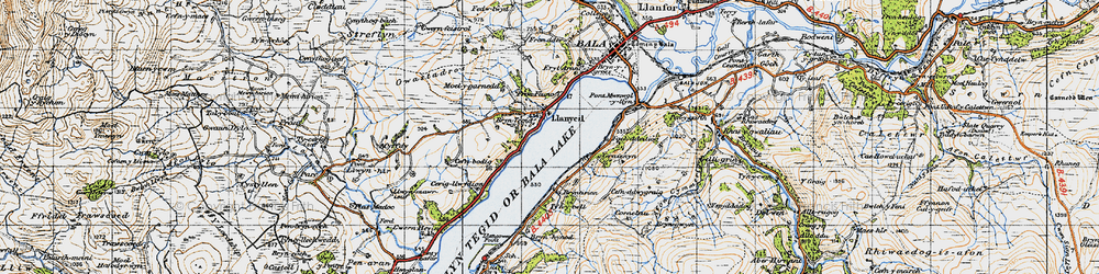 Old map of Llanycil in 1947