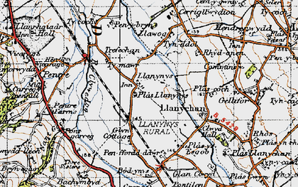 Old map of Llanynys in 1947