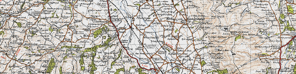 Old map of Llanynys in 1947