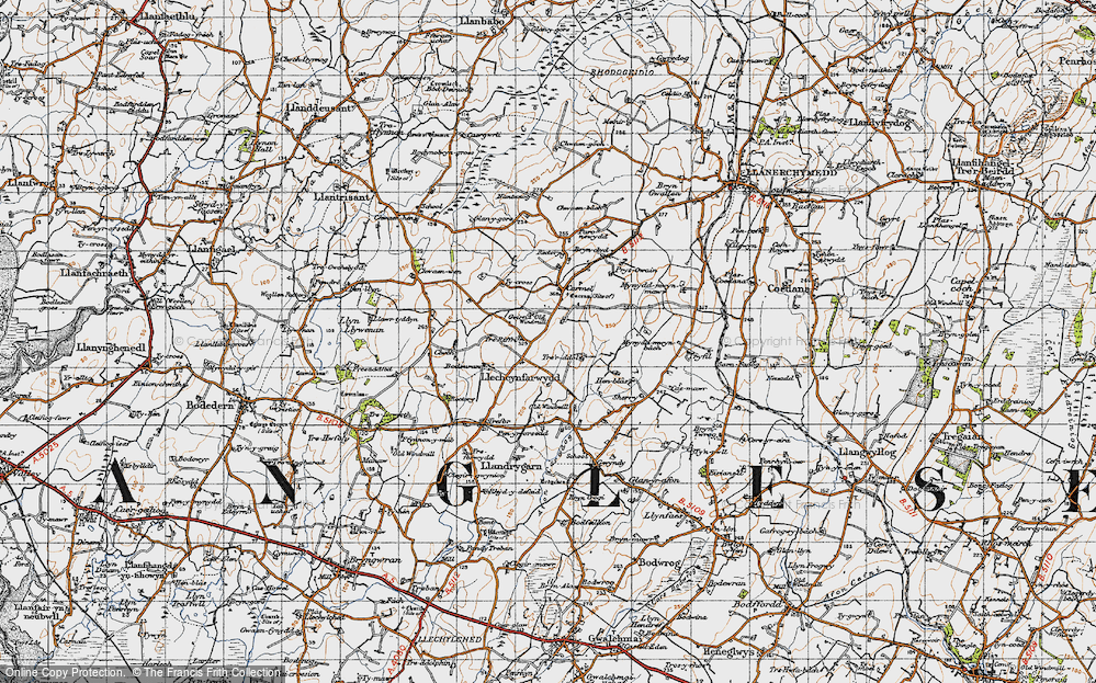 Old Map of Llechcynfarwy, 1947 in 1947