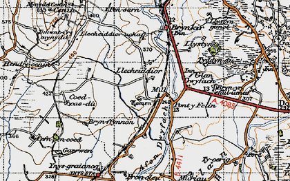 Old map of Llecheiddior in 1947
