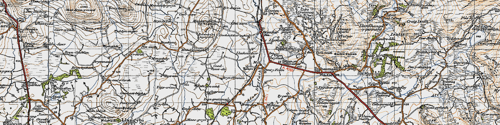 Old map of Afon Dwyfach in 1947