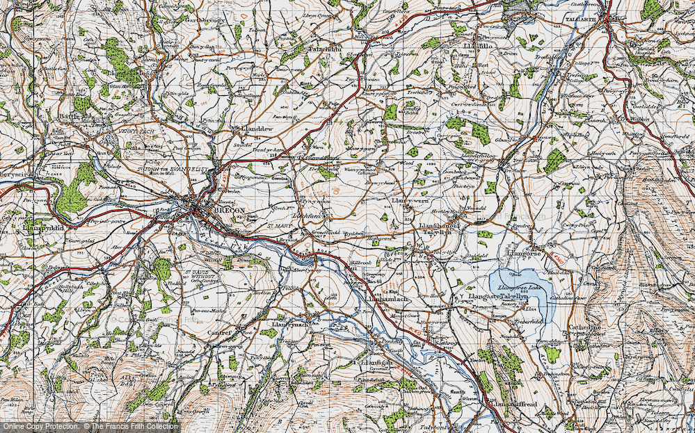 Old Map of Historic Map covering Bryn yr haul in 1947