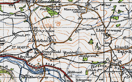 Old map of Bryn yr haul in 1947