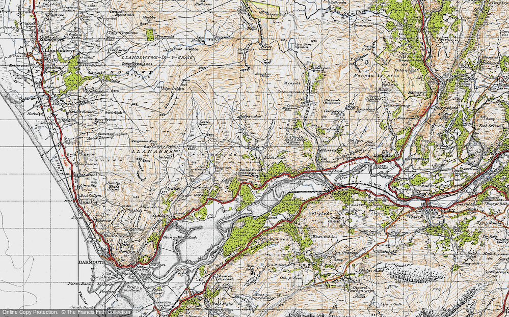 Old Map of Historic Map covering Braich in 1947