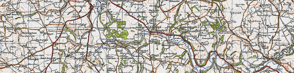 Old map of Llechryd in 1947