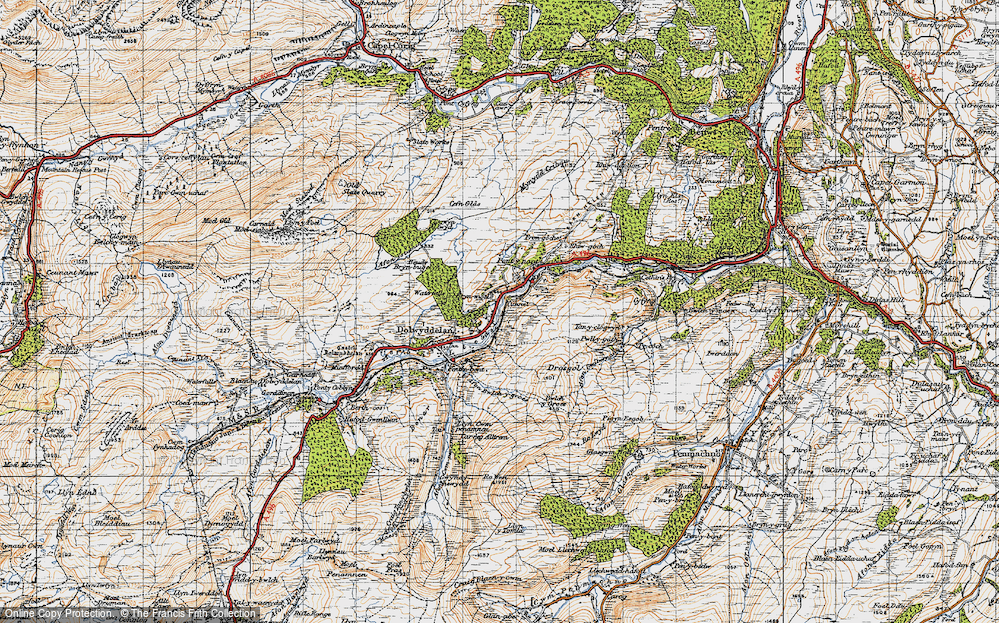 Old Map of Historic Map covering Bwlch y Groes in 1947