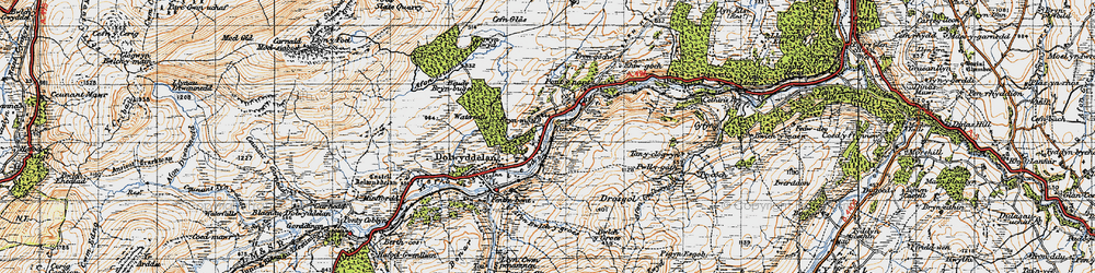 Old map of Lledr Valley in 1947