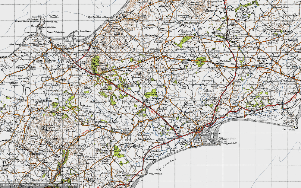 Old Map of Historic Map covering Bryn-moelyn Ho in 1947