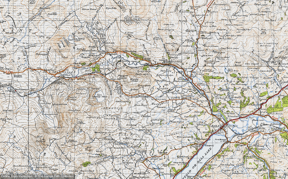 Old Map of Historic Map covering Aberderfel in 1947