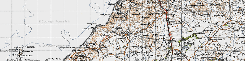 Old map of Llithfaen in 1947