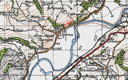 Old map of Llowes in 1947
