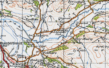Old map of Abermeurig in 1947