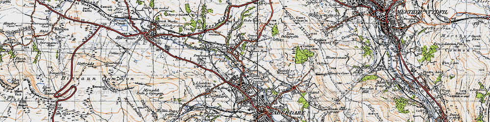 Old map of Llwydcoed in 1947