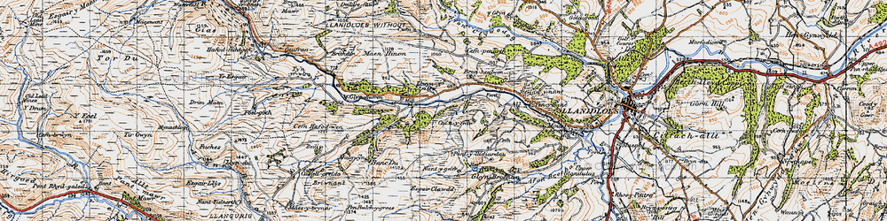 Old map of Llwyn-derw in 1947