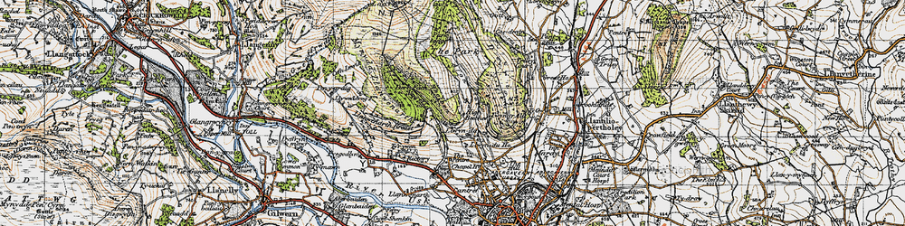 Old map of Afon Cibi in 1947