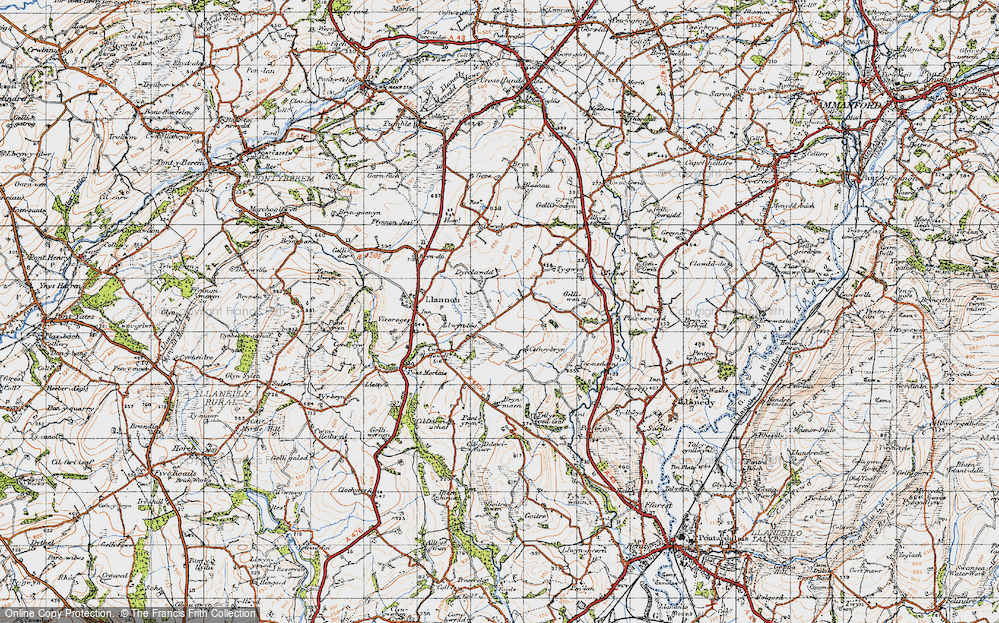 Old Map of Historic Map covering Bryn-withan in 1947