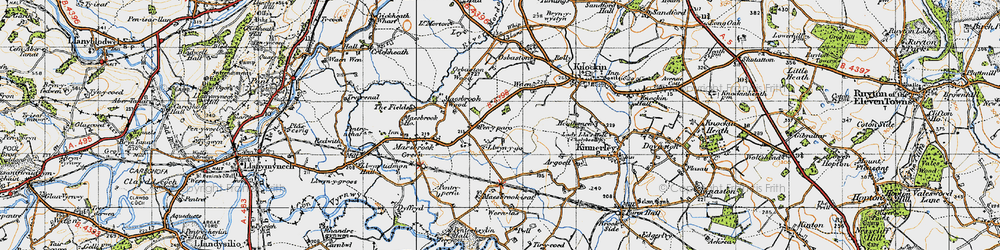 Old map of Llwyn-y-go in 1947