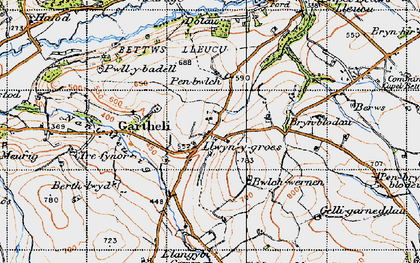 Old map of Brynblodau in 1947