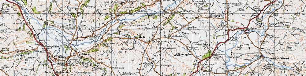 Old map of Llwyn-y-groes in 1947