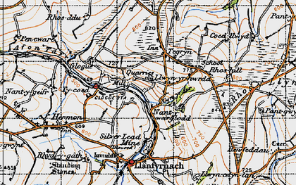 Old map of Llwyn-yr-hwrdd in 1946
