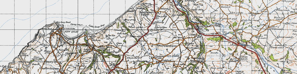 Old map of Afon Drywi in 1947