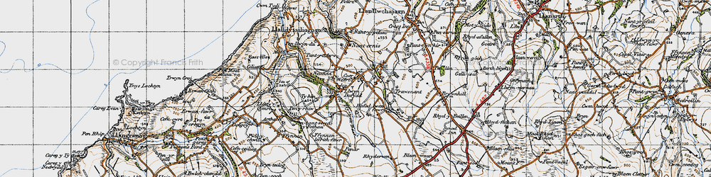 Old map of Llwyndafydd in 1947