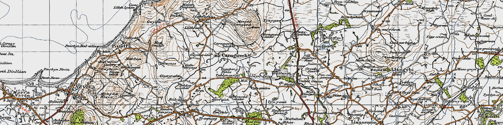 Old map of Llwyndyrys in 1947