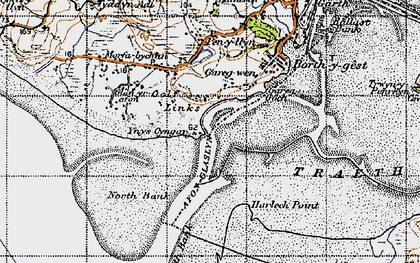 Old map of Ynys Cyngar in 1947