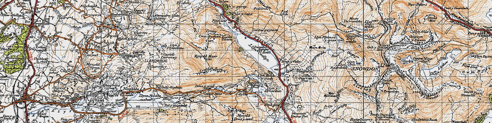 Old map of Beddgelert Forest in 1947