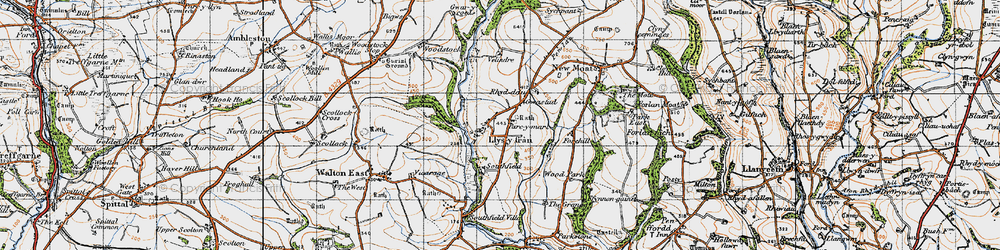 Old map of Llys-y-frân in 1946